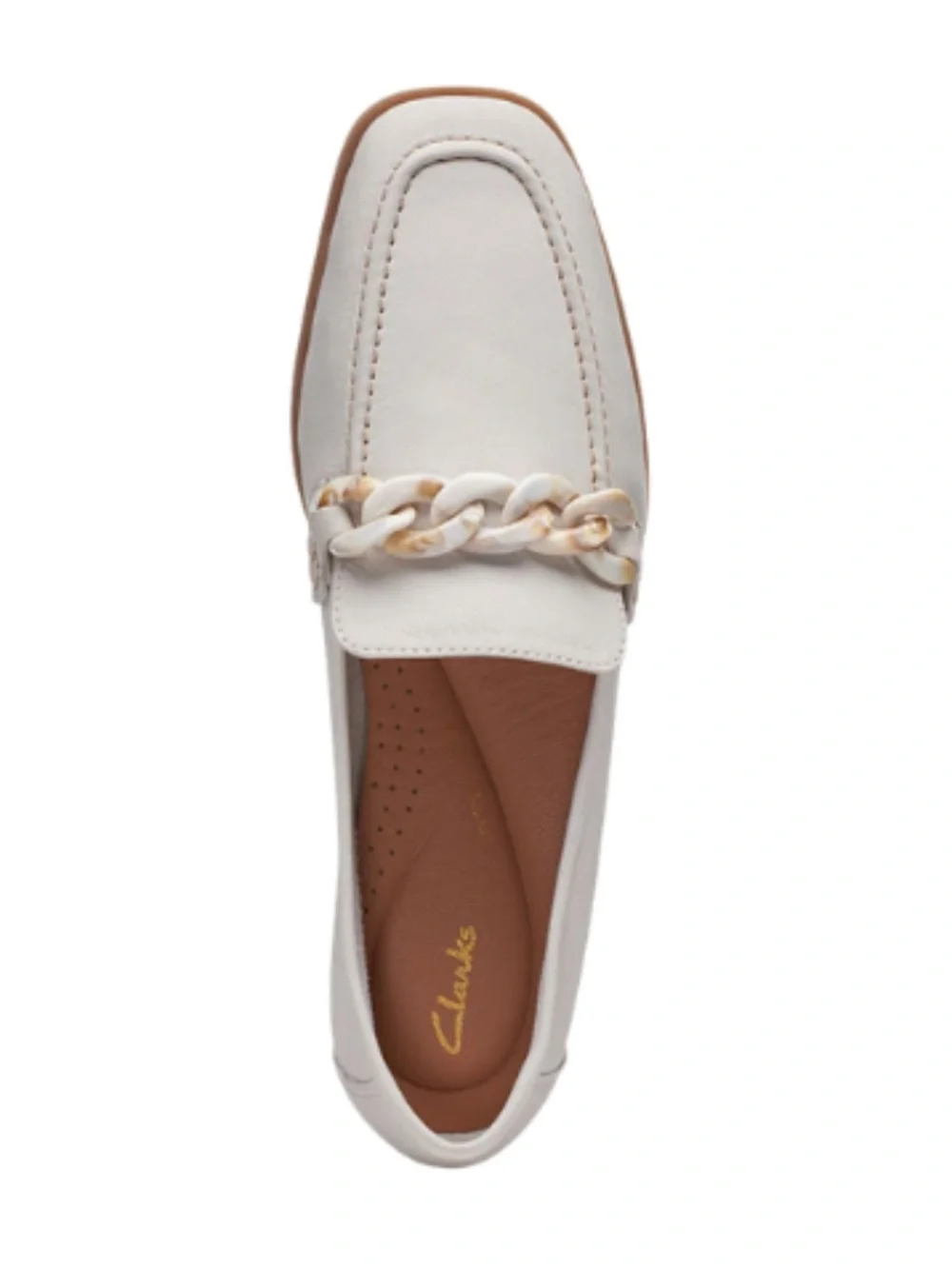 Womens Clarks Sarafyna Iris Loafer in White Leather. 26171042